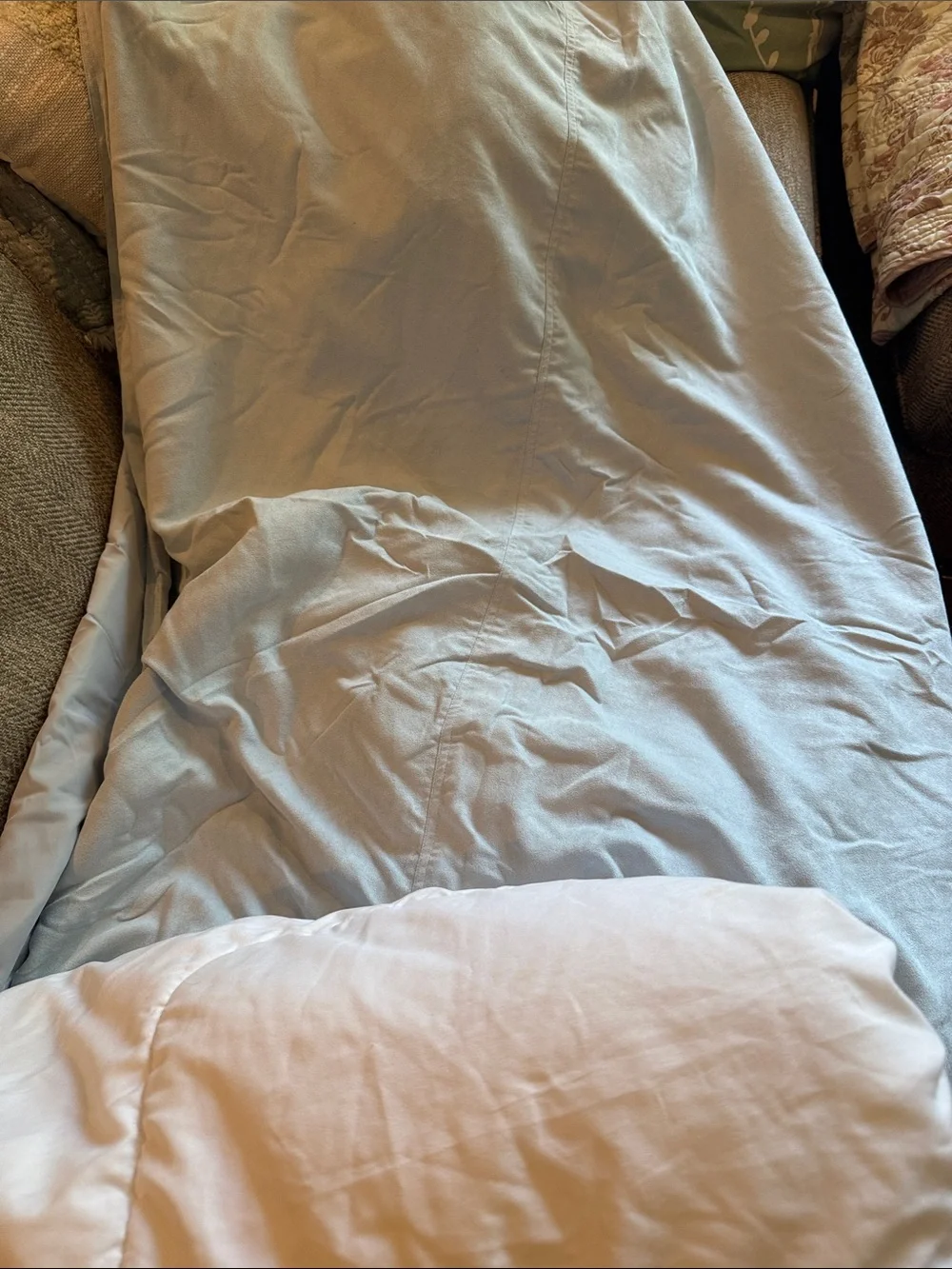 King Reversible Chambray Blue Microsuede Duvet Cover 100x90 |Soft Button Closure